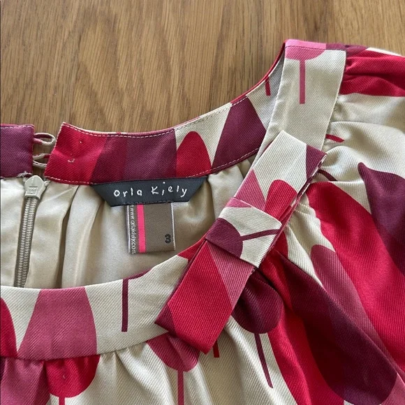 Orla Kiely Silk Trees Dress in Red, Pink, Maroon and Cream Size 3 - Picture 5 of 12